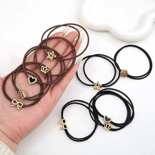 Versatile ins style hair rope hair tie hair rubber band high elasticity simple high appearance cute ponytail hair rope hair accessories CE Xiaoxiangfeng black 5 pack