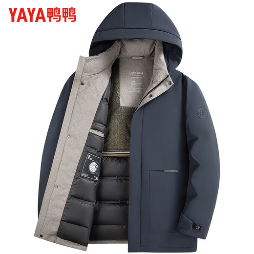 YAYA (YAYA) 90 goose down middle-aged and elderly down jacket men's graphene detachable hood mid-length dad winter jacket JH black large goose down -30 C cold resistance L (175) recommended 120-140Jin Jin equals 0.5 kg