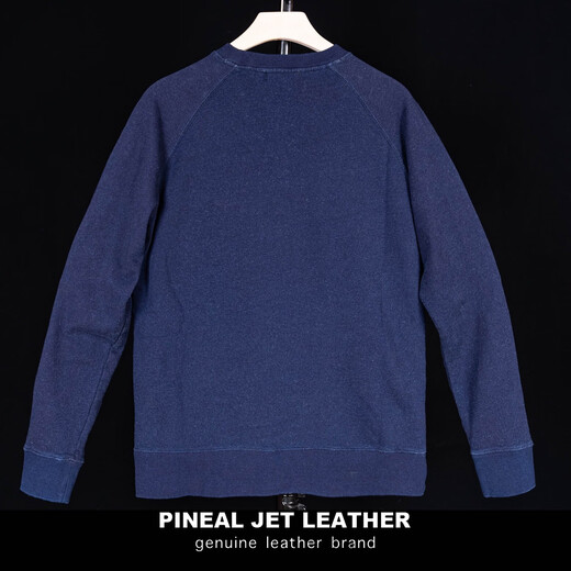 Raglan sleeve henley shirt. New men's spring and autumn retro distressed washed round neck solid color cotton pullover sweatshirt dark blue S 120Jin Jin equal to 0.5 kg or less