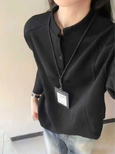 LIIS shirt Henry collar long-sleeved shirt for men in autumn deconstructed splicing design right shoulder bottoming shirt autumn sweatshirt trend white gray M (90-120Jin Jin equals 0.5 kg) One size