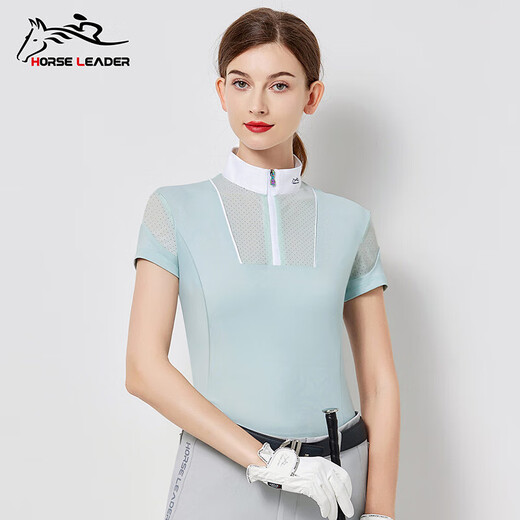 HORSE LEADER summer equestrian T-shirt short-sleeved adult equestrian clothing women's equestrian equipment competition shirt navy blue one size 165