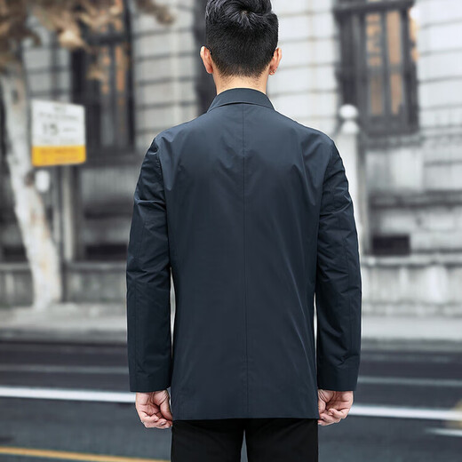 柒牌线下同款2025新款高端商务风衣男中长款翻领休闲外套 藏青色 M