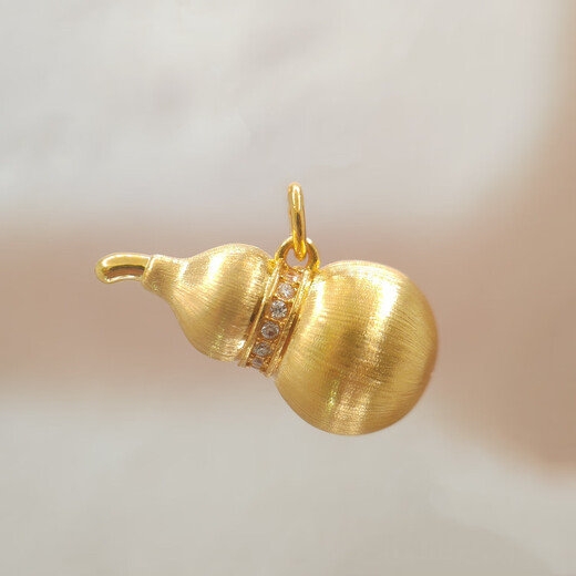 18K gold large version brushed gourd pendant, blessing and wealth, gift for mother, birthday gift for girlfriend, necklace for women, yellow
