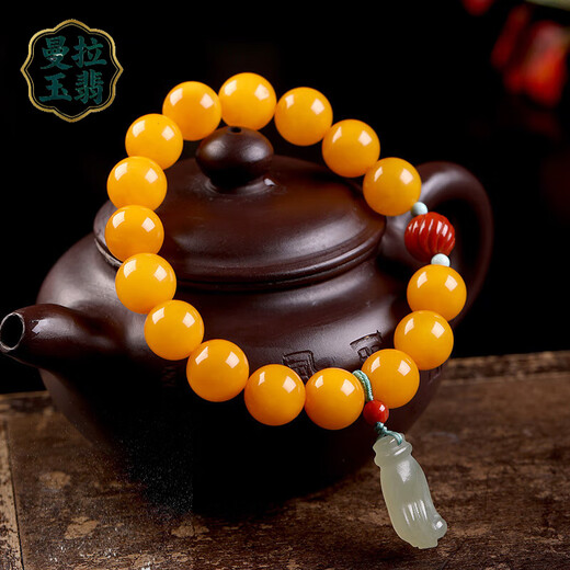 Manla Jade Pei Natural Beeswax Bracelet Women's DIY Jade Beads Amber Chicken Oil Topaz Beads Bracelet Genuine Style 1