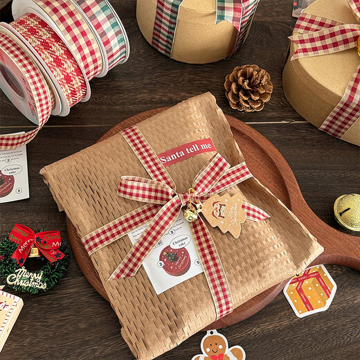 Qiaoxinshi ribbon 4 meters gift wrapping ribbon red plaid ribbon ribbon wrapping paper bow ribbon