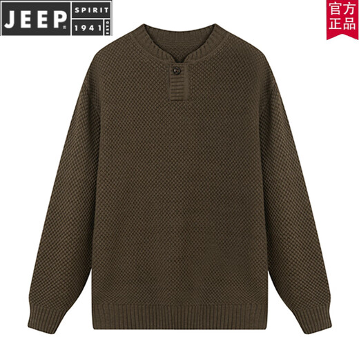 JEEP SPIRIT autumn and winter men's long-sleeved lazy Henry collar sweater sweater warm thickened youth retro cotton sweater top sweater Mituo S 165