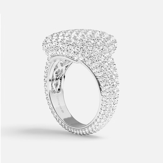 APM Monaco New Product Personalized Pave Ring Silver White Pavé Square Hand Ornament Wide Version Gorgeous Design Gift Silver Size 48