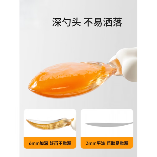 Jipindi baby spoon learning to eat training silicone spoon newborn baby independent eating children's tableware PPSU complementary food spoon White Bear style fork and spoon - can be bent 360 degrees (free storage box)