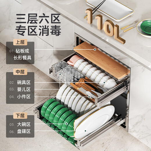 Canbo stainless steel household built-in massive rock disinfection cabinet kitchen tableware two-star large capacity disinfection cupboard national subsidy XDZ110-EN303T