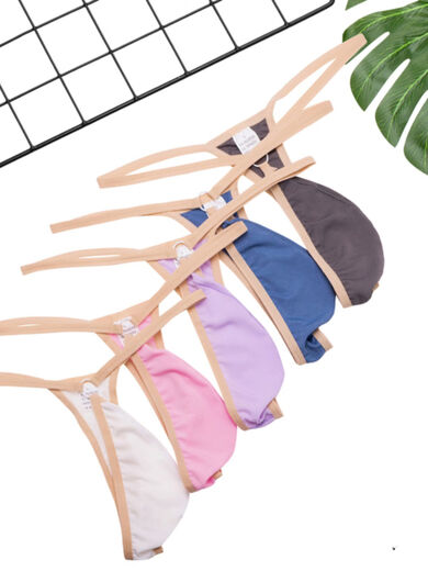 Men's Sexy Special Underwear Men's Thong Transparent Ice Silk Thin Belt Pants Men's Hollow One Thread Men's White M