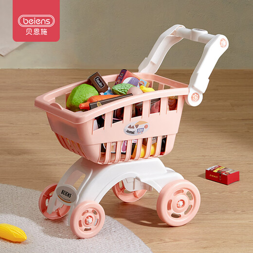 贝恩施购物车儿童过家家玩具女孩手推车蔬菜水果模拟厨房玩具