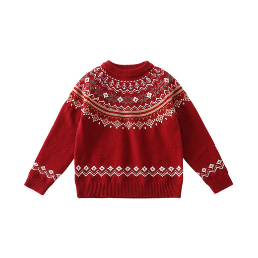 G.duck little yellow duck parent-child clothing autumn and winter clothing for a family of three and four red Christmas sweaters mother-daughter clothing knitted sweaters New Year's greetings clothing ethnic style sweaters 170 M