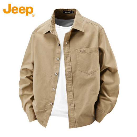 JEEP Jeep shirt men's long-sleeved spring and autumn casual workwear jacket men's advanced loose clothes men's military green XL