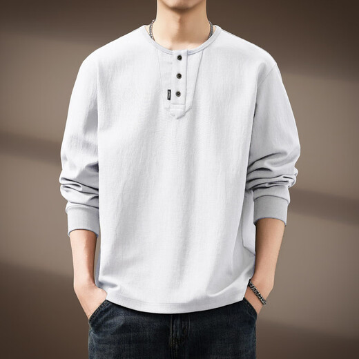 AX Armani broken code 2026 high-end American fashion brand retro Henry collar long-sleeved shirt for men in autumn heavy feeling loose green M suitable for 110-130Jin Jin equals 0.5 kg