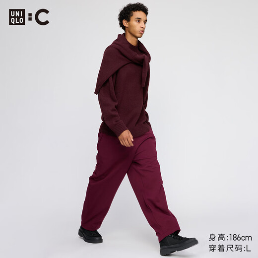 UNIQLO collaboration men's and women's loose sports pants casual pants regular style 479854 18 dark red L