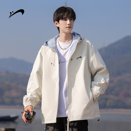 Guirenniao double-sided jacket for men in spring and autumn new style American workwear hooded jacket for men beige XL