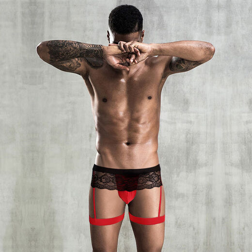Universal fun 2025 new men's sm men's sexy underwear underwear thong men's date shirt one size black and red