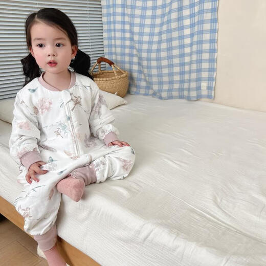 Yunzhili Baby Spring and Summer New Style Split Legs Six in Front and Four in Back Bamboo Cotton Gauze Sleeping Bag Spring and Autumn Children's One-piece Romper Suit Anti-Kick Quilt Bamboo Forest Panda 100 Codes