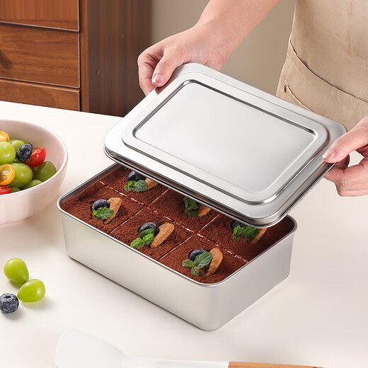 Baijie tiramisu box with lid crisper stainless steel mousse cake dessert packaging box baking mold tray fruit plate