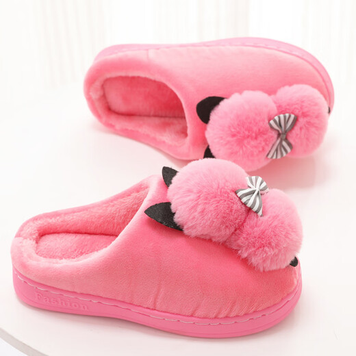 Donglai quality children's cotton slippers for girls and princesses in winter indoor cute cartoon boys and kids winter non-slip wool gray 6320 21.5 250 yards suitable for normal 35.36 yards