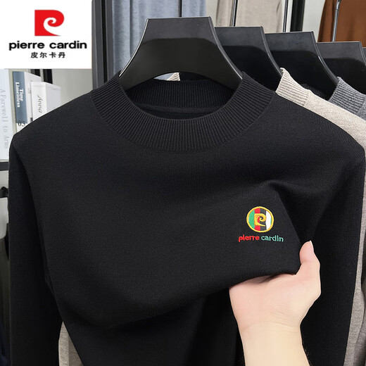 Pierre Cardin 2025 New Gray American Retro Henley Neck Sweater Men's Lazy Style Knitted Sweater Dark Gray L 115