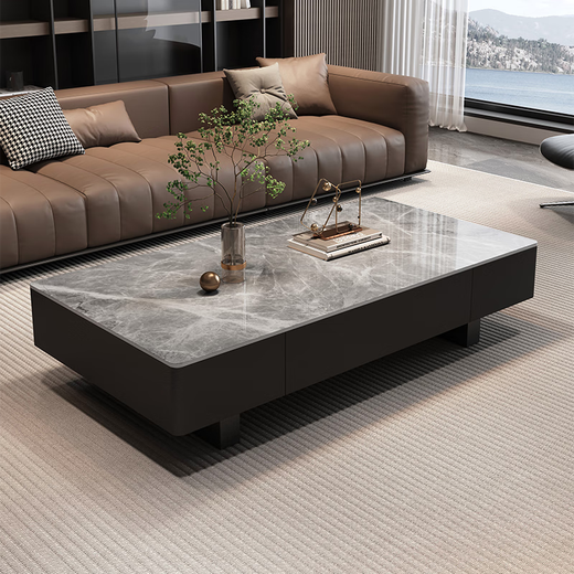 Qiyinge Italian light luxury slate coffee table living room household small apartment simple and high-end 2025 new rectangular coffee table