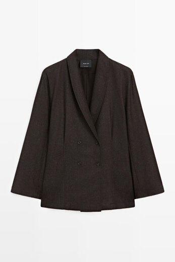 Massimo Dutti Discount Upgrade 2026 Women's Simple Commuting Style High Intelligence Double-breasted Blazer 06040713 Chocolate XS (34) (CN 165/80A)