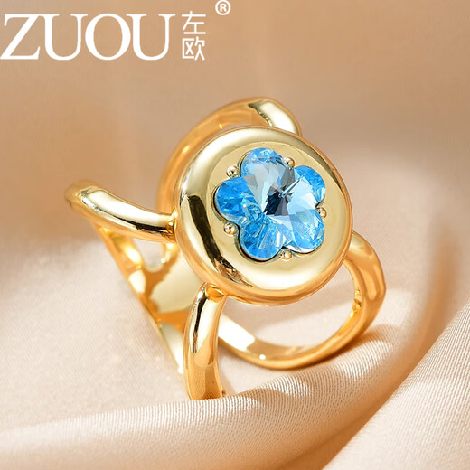 Zuoou women's high-end silk scarf button blue rhinestone bow knotted fixed button shirt streamer buckle small square scarf clip gold blue rhinestone