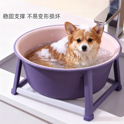 Household washbasin large thickened durable kitten and dog bathing good pet bathing washbasin pink and purple - medium size - 1 piece