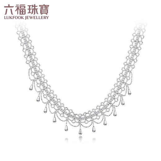 Lukfook Jewelry Platinum 950 Lace Droplet Choker Chain CNC Craft Platinum Necklace Set Chain Gift Price GJP0017DS 22.05g (including labor cost 3330 yuan)
