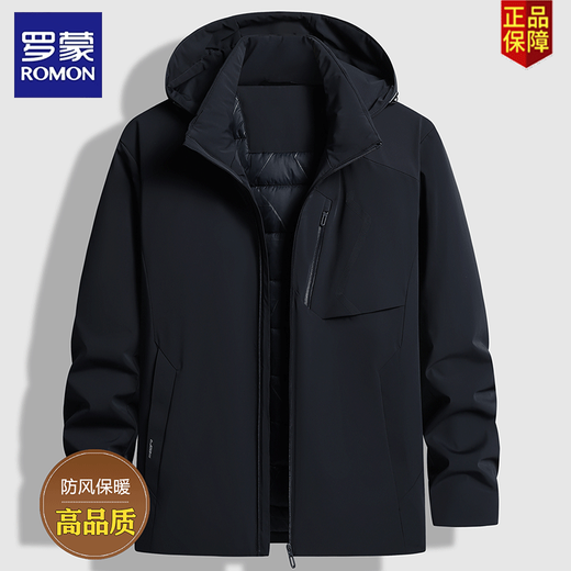 Luo Meng winter thickened cotton coat for men middle-aged large size loose windproof warm cotton coat dad winter waterproof winter jacket classic black windproof and warm 2XL recommended weight 140-155Jin Jin equals 0.5 kg