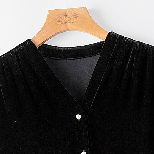 Sibaishe V-neck shirt women's 2025 autumn new loose contrast button long-sleeved temperament commuter top