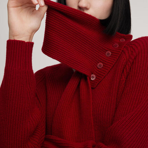 Gloria red sweater for women, great-looking autumn and winter wear, niche lazy top 1ESC5J280 53R pepper red S