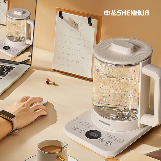 Best-selling 500W Shenhua health kettle 2L fully automatic tea kettle 24h appointment kettle 12-hour intelligent constant temperature 11-level temperature control electric kettle Flower teapot tea maker double-layer glass 304 maternal and child stainless steel 2.2L
