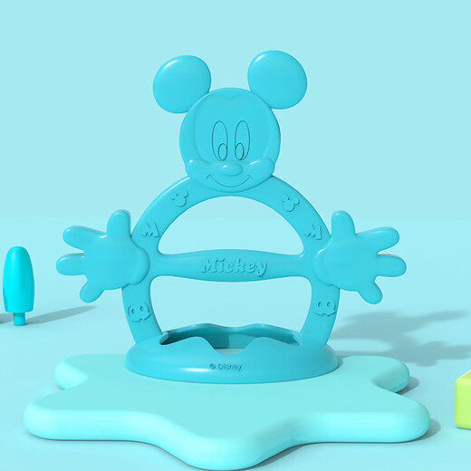 Children's Teether Silicone Teething Stick Baby Teething Toy Soothing Molar Stick High Temperature Resistant Mickey/Blue Green
