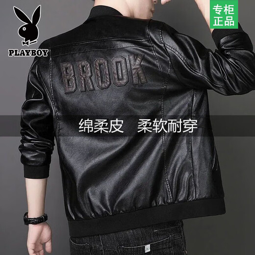 Кожаная мужская куртка Playboy Haining, большой размер, мягкая кожа, новинка 2025 года, осенне-зимний стиль, красивая бархатная корейская куртка, мужская куртка, черный бархат, размер XL Рекомендуется 116-140 Джин Джин равен 0,5 кг