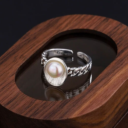 S999 sterling silver oval pearl twist ring for women ins style advanced open adjustable ring Valentine's Day gift s999 sterling silver oval pearl twist ring XYC263 transparent gift box + sterling silver certificate