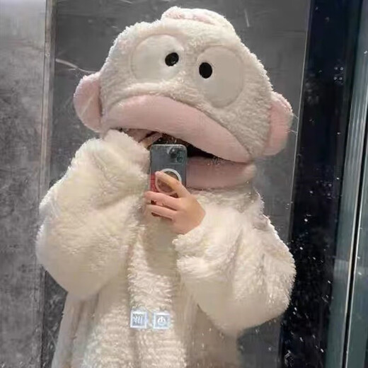 He Jiagong Ugly Fish Parent-child Children's Pajamas A Women's Autumn and Winter Coral Velvet Thickened and Velvet One-piece Couple Home for Boys and Girls White Ugly Fish One-piece Thickened and Velvet Version XL -120-160Jin Jin is equal to 0.5 kg