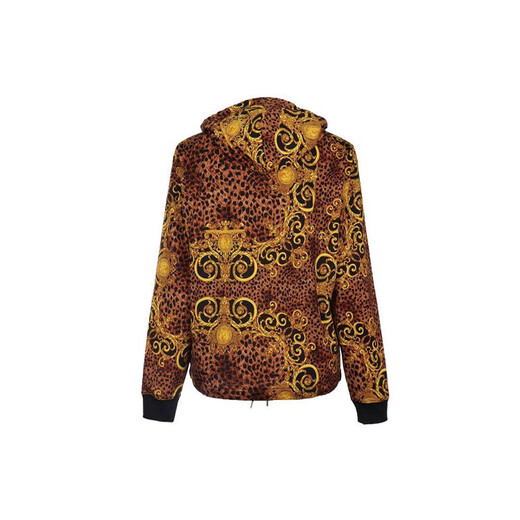 Versace (VERSACE) JEANSCOUTURE leopard print hooded sweatshirt men's black black S
