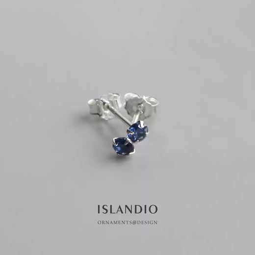ISLANDIO natural tanzanite 3mm sapphire earrings London blue topaz mini sterling silver earrings for women Tanzanite 3mm | silver pair