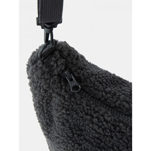 无印良品（MUJI）OBP再生抓绒 斜挎包 包包女包 新品 EF20CC5A 炭灰色