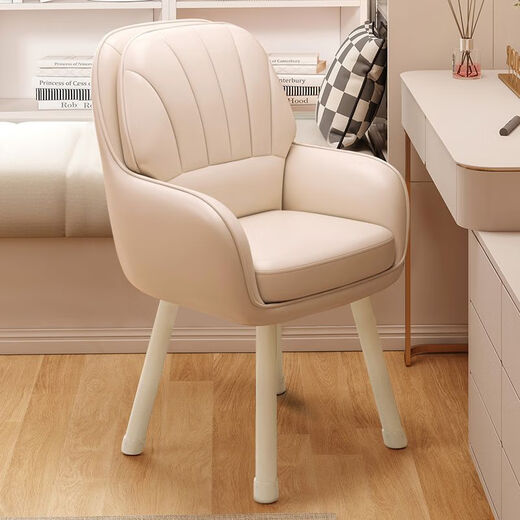 Xiaomi famous craftsman cream style makeup stool girls bedroom dressing table stool backrest home small apartment high-end manicure makeup chair velvet-front khaki gray back (spring package latex pad) European imported beech solid wood fixed chair legs