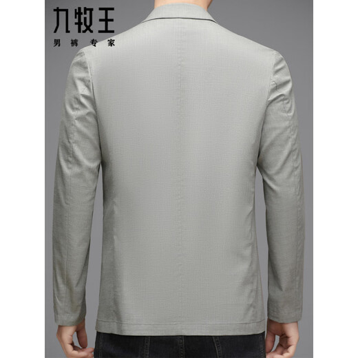 九牧王（JOEONE）西服外套男士高端商务休闲单西春秋新款天丝亚麻痞帅小西装 灰绿色 XL