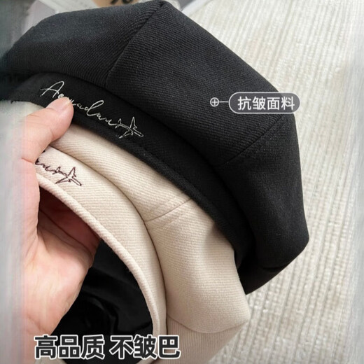 SCOTT GOOSE autumn and winter new woolen beret fashionable British style painter hat retro versatile face-showing little beret hat for men and women black M (56-58cm)