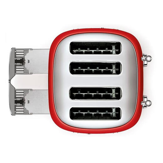 SMEG Italian retro toaster toaster sandwich breakfast machine toaster multi-functional household 6-speed baking TSF03 red (four-piece)