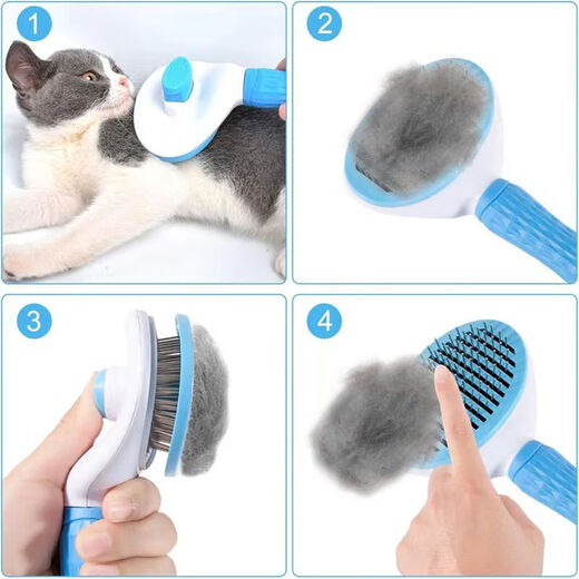 Cat and dog comb to remove floating hair artifact, pet-specific long hair cleaning comb to thin the lint and remove artifact, random color, one-click self-cleaning, protective beads