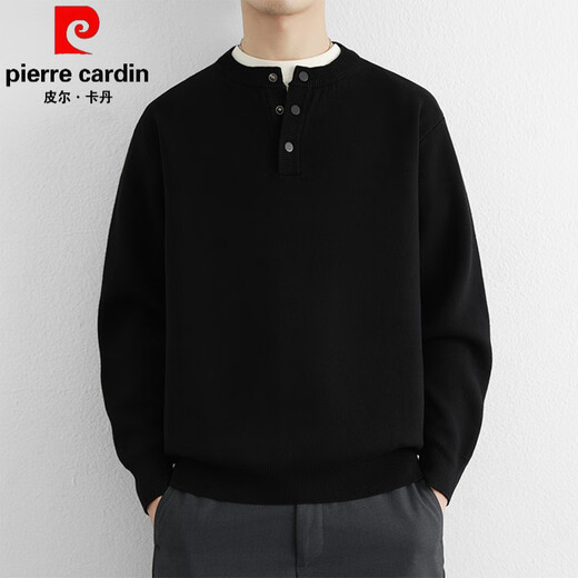 Pierre Cardin American Henry Neck Sweater Men's Autumn and Winter New Trendy Men's Button Sweater Thickened Warm Wool Sweater LR9695 Light Mustard Green M Recommended 120Jin Jin equals within 0.5kg
