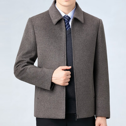 SEVEN 7 Seven brand double-sided cashmere short coat for middle-aged men, wool woolen detachable goose down lining jacket lapel jacket 6620 black (double-sided wool + goose down lining) M 170/48