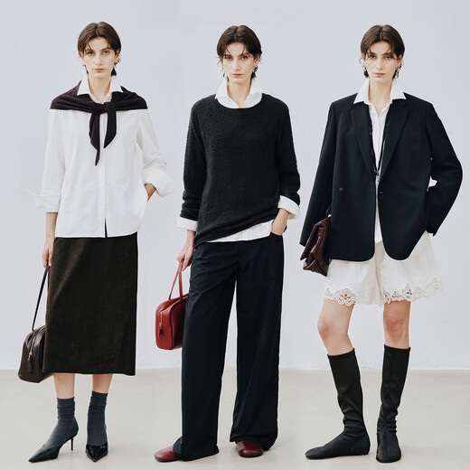 AYUKOAyuko long-termism 80 count long-staple cotton satin weave slightly waist slimming minimalist small version shirt for commuting cloud white-ready stock 48 hours delivery 36