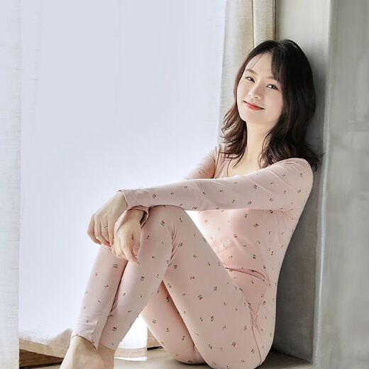 Urban Beauty Lycra Cotton Autumn Clothes and Autumn Pants Women's Bottoming Pure Cotton Suit Thin Thermal Underwear Cotton Sweater Autumn and Winter Shirts and Underwear YNE-301 Pink M (80-100Jin Jin equals 0.5kg)
